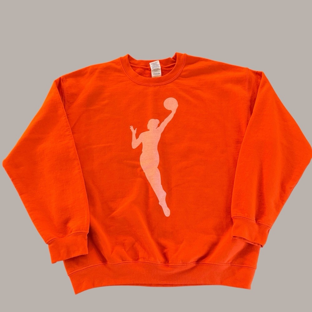 WNBA Logo Orange Sweatshirt Gildan Large Women's Basketball Diana Taurasi Rare